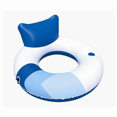 Nafukovací sedací křeslo modro-bílé, průměr 119 cm